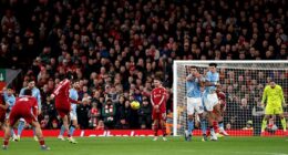 Dominik Szoboszlai scored a sublime second-half free kick to open the scoring for Liverpool