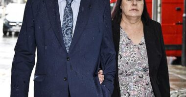 Lucy Letby's parents John and Susan Letby at Manchester Crown Court in 2023 during their daughter's trial