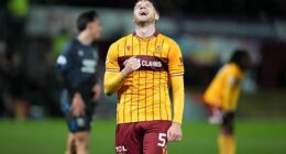 Stephen Welsh can't hide his delight after scoring his late leveller for the Fir Park side