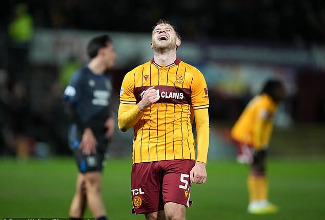 Stephen Welsh can't hide his delight after scoring his late leveller for the Fir Park side
