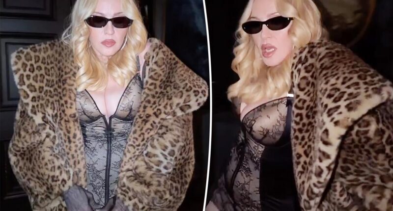 Madonna shows off her moves in lace lingerie and leopard print