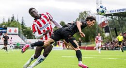 Chelsea and Manchester United are monitoring 19-year-old defender Sedi Kinteh (left)