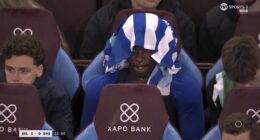 Carlos Baleba appeared inconsolable after being taken off midway through the first half