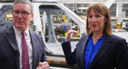 Keir Starmer and Rachel Reeves at a Jaguar Land Rover factory in Birmingham