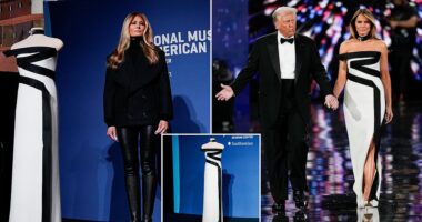 Melania Trump claimed her second inaugural ball gown is 'not a dress' but a 'courageous act of self expression.' The first lady delivered five-minute remarks for the installation of her gown's exhibit at the Smithsonian National Museum of American History where she said the piece of fashion captures the 'human condition.' Visitors will now be able to get a close look at the dress she wore to celebrate her husband's second inauguration on January 20, 2026. It represents a drastic increase in her public appearances since she went on tour to promote her new film Melania: Twenty Days to History.