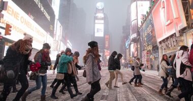 New Yorkers are bracing for their first blizzard since March 2017 (pictured)