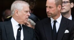 Andrew Mountbatten-Windsor and Prince William at the funeral of the Duchess of Kent at Westminster Cathedral on September 16, 2025