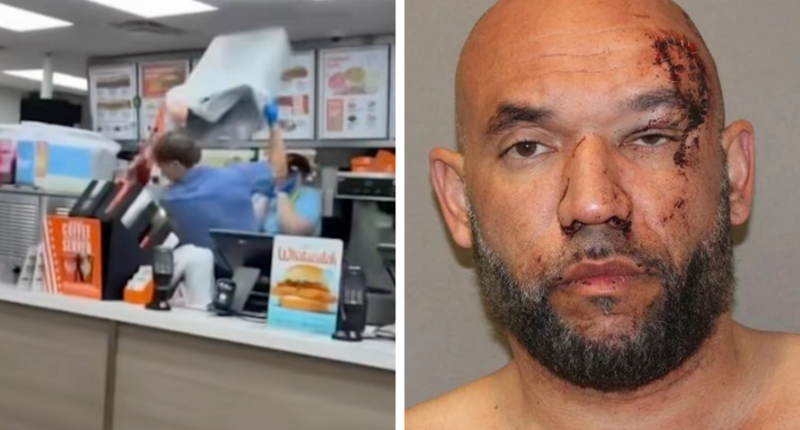 Moment Whataburger staff uses trash can to fend off attacker in viral video