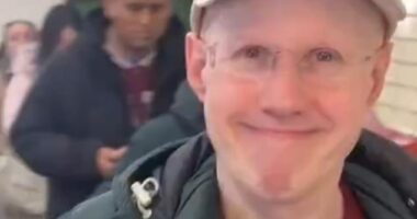 Moment pro-Palestine activist follows and pesters Jewish Little Britain star Matt Lucas at a London Tube station