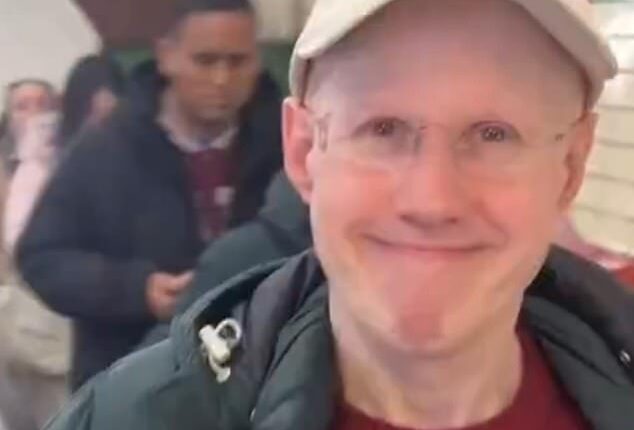 Moment pro-Palestine activist follows and pesters Jewish Little Britain star Matt Lucas at a London Tube station