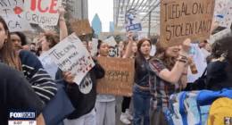 students with protest signs