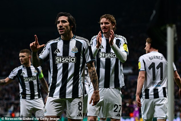 Sandro Tonali scored the first goal for Newcastle in their 3-2 win over Qarabag