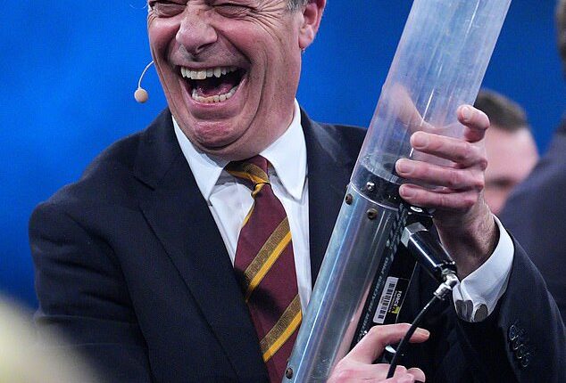 Nigel Farage fired Reform T-shirts into the crowd at the Birmingham NEC Centre on Monday - as he called for Britain's 'brightest and best' to run as candidates for MPs