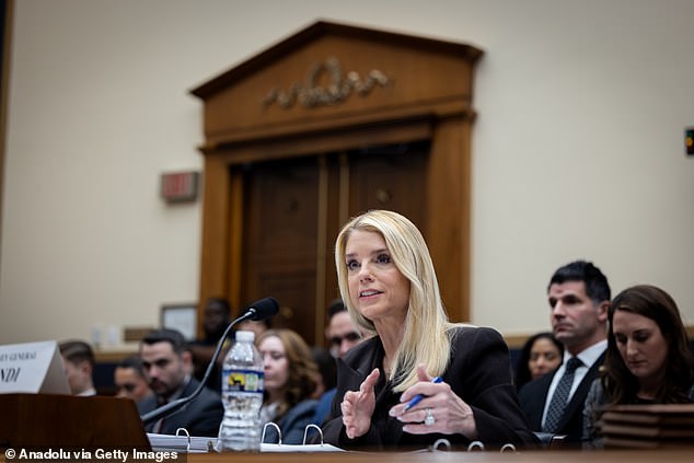 The Trump administration, and its AG Pam Bondi (pictured), has been drip-releasing millions of emails, photos and documents relating to the case against disgraced financier Jeffrey Epstein