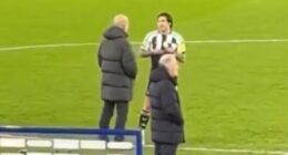 Pep Guardiola was seen in discussion with Newcastle star Sandro Tonali after Man City's Carabao Cup semi-final win