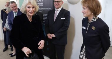 Queen Camilla appeared at Westminster today as she visited young scholars from the Ri-Borough Music Hub's rehearsal