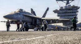 The US Navy has released photos showing the US military buildup in the Arabian Sea as President Donald Trump edges closer to a strike on Iran. New polling shows that only one in three registered voters support military action