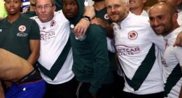 Reading assistant kitman Richard Bone (second from left) has been banned for six matches for abusive language toward a referee back in August