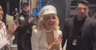 Sabrina Carpenter was left horrified after realising a bird pooped on her during Grammys performance