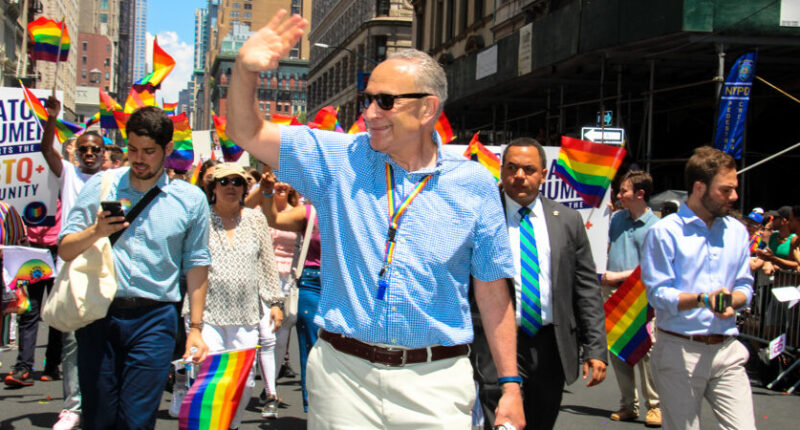 Schumer Pushes Bill to Elevate Pride Flag to Same Status as the American Flag.