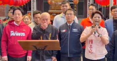 Shocking footage captures the moment Taiwanese leader Lai Ching-te is caught in the unfortunate blast as Lin Pei-huo, head of the Sacrificial Rites Martial Temple, falls visibly unwell during the public appearance