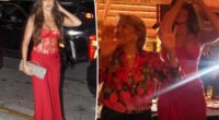 Sofia Vergara rocks plunging red dress in Miami for dinner turned family fiesta