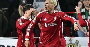 Hugo Ekitike scored twice in Liverpool's 4-1 win over Newcastle on Saturday night