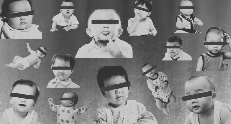 multiple children with their faces redacted