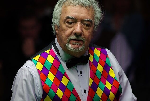 Snooker legend and TV favourite John Virgo, pictured during an exhibition match at the Crucible in Sheffield in May 2015, has died at the age of 79