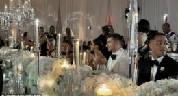 Newly-weds Alex and Carolina Bruesewitz get a special address for their reception from President Donald Trump