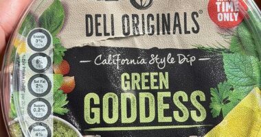 An Aldi Australia shopper excitedly shared her discovery of a new trendy Green Goddess flavour of Deli Originals dips, sold in a 200g tub for $2.99