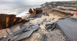 The A379 between Torcross and Slapton in South Devon has collapsed into the sea after Storm Imogen this month