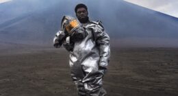 Winner of the Portrait category is Ellie Leontiev's 'The Barefoot Volcanologist.' It shows a volcanic scientist standing on a volcanic rock bomb in Vanuatu