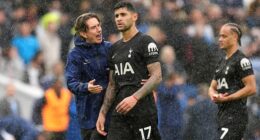 Thomas Frank (left) says Cristian Romero will remain as Tottenham captain despite comments