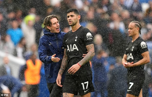 Thomas Frank (left) says Cristian Romero will remain as Tottenham captain despite comments