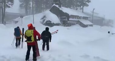 Fifteen skiers led by Blackbird Mountain Guides were on Castle Peak late Tuesday morning when they were hit by a slide and a huge storm dumping heavy snow