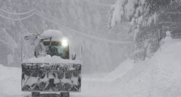Whiteout conditions are expected in at least 12 states and the National Weather Service has urged Americans to avoid traveling on Wednesday (file image)