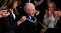 Royce Williams, a 100-year-old Navy aviator and Korean War veteran, is given the Congressional Medal of Honor by U.S. First lady Melania Trump