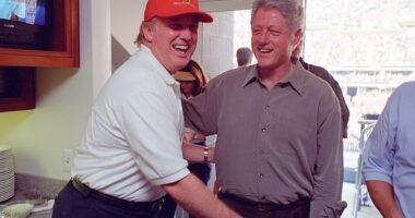 President Donald Trump said this week he is bothered by the House Oversight Committee's investigation into Bill Clinton's ties to pedophile Jeffrey Epstein. 'It bothers me that somebody is going after Bill Clinton,' Trump told NBC News on Wednesday. Above the two are shown at a golf tournament in 2000
