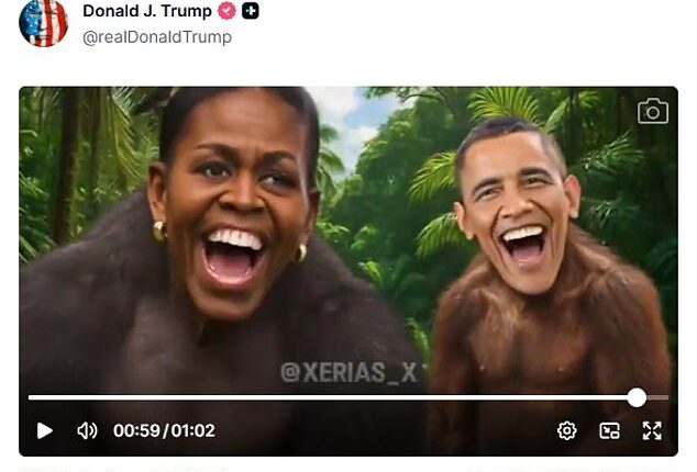 The president received widespread backlash over accusations of racism after he posted a video depicting Barack and Michelle Obama as apes