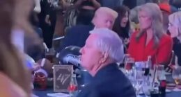 A video posted on X shows President Donald Trump speaking with Lindsey Halligan at Mar-a-Lago as Bad Bunny performs at halftime in the background