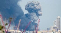 Smoke rises in the sky after blasts were heard in Manama, Bahrain, February 28, 2026. REUTERS/Stringer     TPX IMAGES OF THE DAY