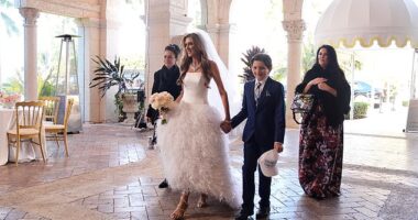 Erin Elmore, the director of Art in Embassies at the U.S. Department of State, arrives for her wedding to White House deputy chief of staff Dan Scavino