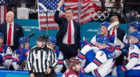 US coach Mike Sullivan expresses his disapproval with officials during the Olympic opener
