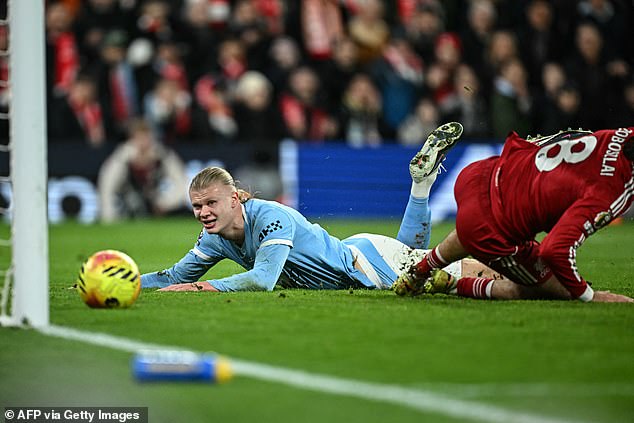 One Erling Haaland fouled to get himself back in front of his opponent, play had to be stopped