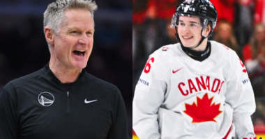 Steve Kerr and Team Canada Olympic Forward Macklin Celebrini