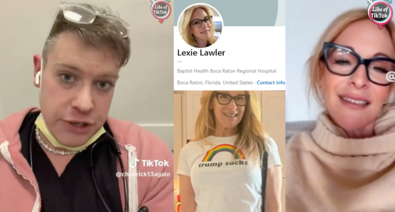 two screenshots of nurses recording themselves