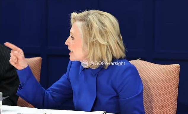 'I'm done with this,' Hillary yelled after her lawyer informed the House Oversight Committee that a photo was circulating online. Republican lawmaker Lauren Boebert admitted that she took a photo before the hearing began and promised Hillary: 'I will take that down.' 'It doesn't matter, we all are abiding by the same rules,' Hillary shrieked at Boebert, banging her fist on the table and pointing at the Republican