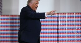 US President Donald Trump arrives to speak at Verst Logistics in Hebron, Kentucky, on March 11, 2026