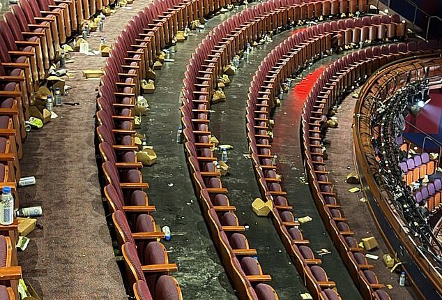 A photo shared by journalist Matt Neglia showed the Oscars venue completely covered in trash after the event and it sparked fierce backlash over the star-studded attendees' behavior